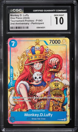 2024 One Piece Tournament Promo 2nd Anniversary Monkey D. Luffy #P-043 CGC 10 GEM MINT