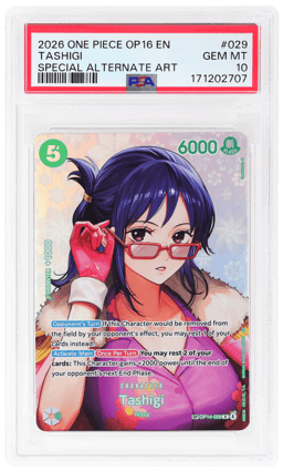 2026 One Piece Card Game the Time of Battle Special Alternate Art Tashigi #OP14-029 PSA 10