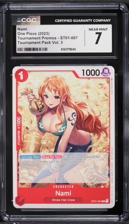 2023 One Piece Promo Tournament Pack Volume 3 Nami #ST01-007 CGC 7 NRMT