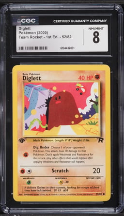 2000 Pokemon Team Rocket 1st Edition Diglett #52 CGC 8 NM-MT
