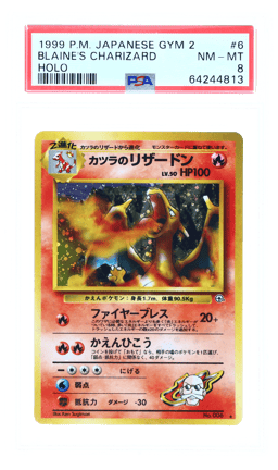 1999 Pokemon Gym Expansion 2 Challenge From the Darkness Japanese Holo Blaine's Charizard #006 PSA 8