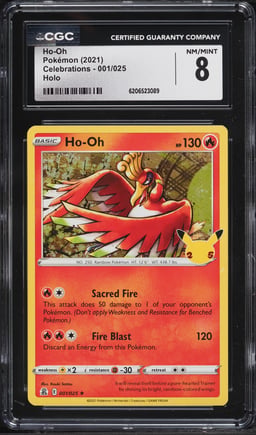 2021 Pokemon Sword & Shield Celebrations Holo Ho-Oh #1 CGC 8 NM-MT