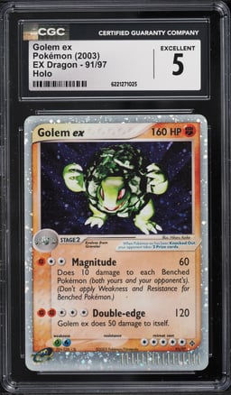 2003 Pokemon EX Dragon Holo Golem Ex #91 CGC 5 EX