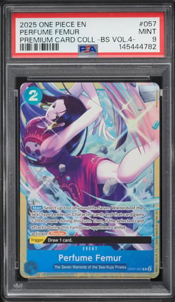 2025 One Piece Premium Collection Best Selection Volume 4 Perfume Femur #OP07-057 PSA 9 MINT