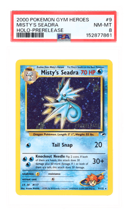 2000 Pokemon Gym Heroes Holo Prerelease Misty's Seadra #9 PSA 8