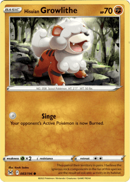 2022 Hisuian Growlithe #83 Lost Origin