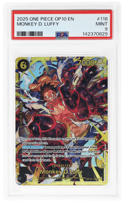 2025 One Piece Royal Blood Secret Rare Monkey D. Luffy #OP10-118 PSA 9
