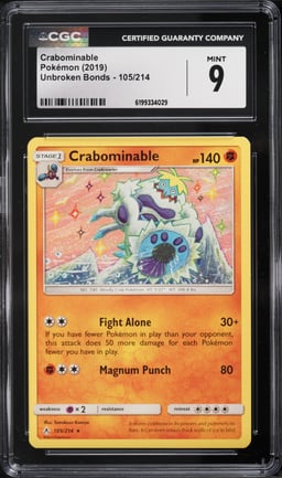 2019 Pokemon Sun & Moon Unbroken Bonds Crabominable #105 CGC 9 MINT