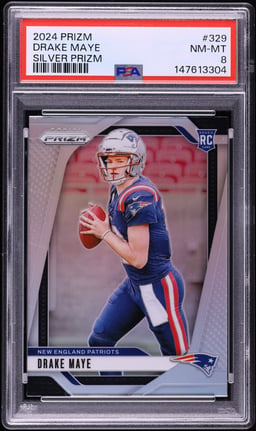 2024 Panini Prizm Silver Drake Maye ROOKIE #329 PSA 8 NM-MT