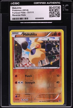 2014 Pokemon Furious Fists Reverse Holo Makuhita #51 CGC AUTH