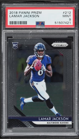 2018 Panini Prizm Lamar Jackson ROOKIE #212 PSA 9 MINT