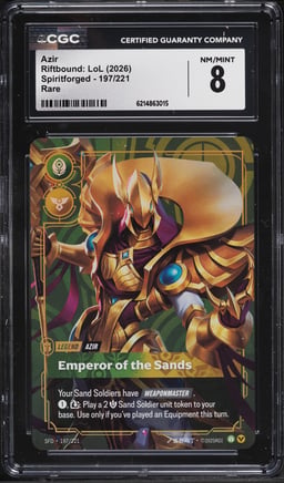 2026 Riftbound League Of Legends LoL Spiritforged Azir #197 CGC 8 NM-MT