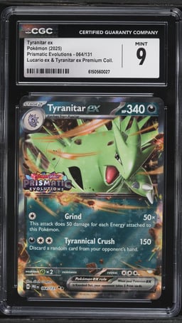2025 Pokemon SV Prismatic Evolutions Premium Collection Holo Tyranitar ex #64 CGC 9 MINT