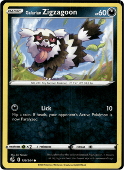 2021 Galarian Zigzagoon #159 Fusion Strike