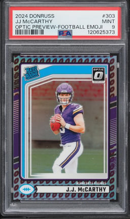 2024 Donruss Optic Preview Football Emoji J.J. McCarthy ROOKIE #303 PSA 9 MINT