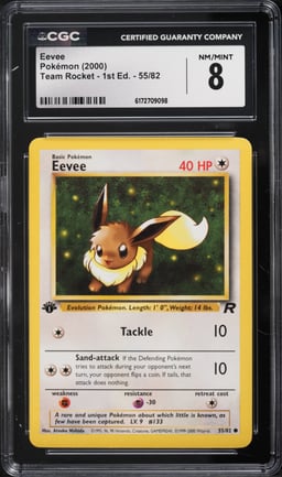 2000 Pokemon Team Rocket 1st Edition Eevee #55 CGC 8 NM-MT