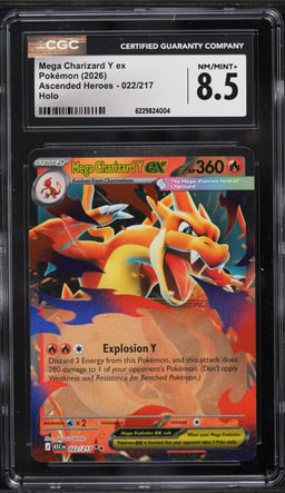 2026 Pokemon Mega Evolution Ascended Heroes Holo Mega Charizard Y Ex #22 CGC 8.5 NM-MT+