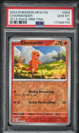 2024 Pokemon Mew En-151 5 Pack Mini Tin Charmander #004 PSA 10 GEM MINT