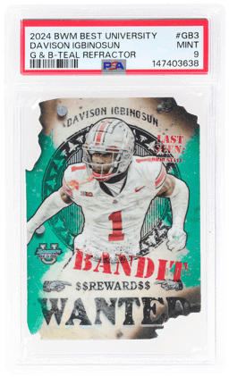 2024 Bowman's Best University Gunslingers and Bandits Die Cut Teal Refractor Davison Igbinosun #GB-3 5/15 PSA 9