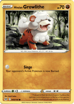 2022 Hisuian Growlithe #83 Lost Origin