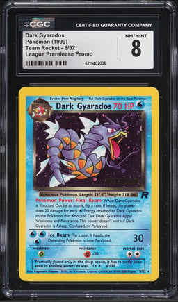 1999 Pokemon Team Rocket League Prerelease Promo Holo Dark Gyarados #8 CGC 8 NM-MT