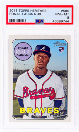 2018 Topps Heritage Ronald Acuna Jr. #580 PSA 8