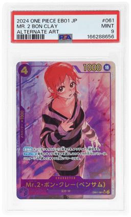 2024 One Piece Japanese Extra Booster Memorial Collection Alternate Art Mr. 2 Bon Clay #61 PSA 9