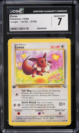 1999 Pokemon Jungle 1st Edition Eevee #51 CGC 7 NRMT