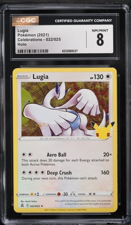 2021 Pokemon Sword & Shield Celebrations Holo Lugia #22 CGC 8 NM-MT