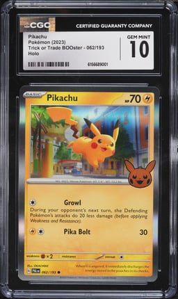 2023 Pokemon SV Paldea Evolved Trick Or Trade BOOster Holo Pikachu #62 CGC 10 GEM MINT