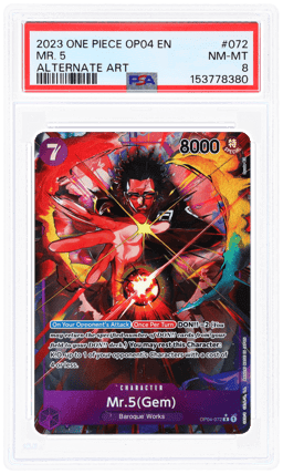 2023 One Piece Kingdoms of Intrigue Alternate Art Mr. 5 (Gem) (Right Hand Straight Out) #OP04-072 PSA 8