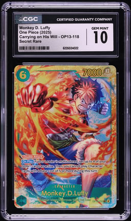 2025 One Piece Carrying On His Will SEC Monkey D. Luffy #OP13-118 CGC 10 GEM MINT