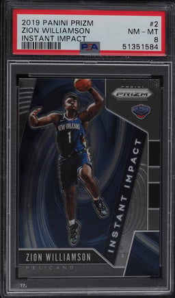 2019 Panini Prizm Instant Impact Zion Williamson ROOKIE #2 PSA 8 NM-MT