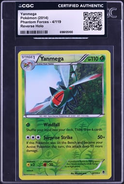 2014 Pokemon Phantom Forces Reverse Holo Yanmega #4 CGC AUTH