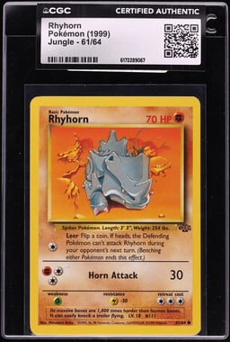 1999 Pokemon Jungle Rhyhorn #61 CGC AUTH