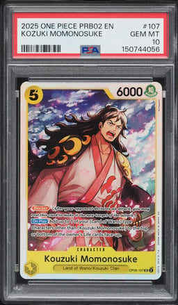 2025 One Piece Premium Booster The Best Vol. 2 SR Kozuki Momonosuke #107 PSA 10 GEM MINT