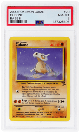 2000 Pokemon Base Set 2 Cubone #70 PSA 8
