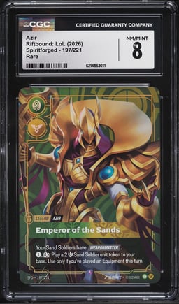 2026 Riftbound League Of Legends LoL Spiritforged Azir #197 CGC 8 NM-MT