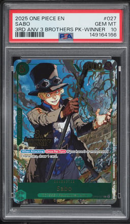 2025 One Piece 3rd Anniversary 3 Brothers Pack Winner Sabo #OP09-027 PSA 10 GEM MINT