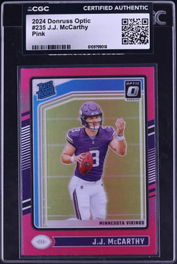 2024 Donruss Optic Pink J.J. McCarthy ROOKIE #235 CGC AUTH