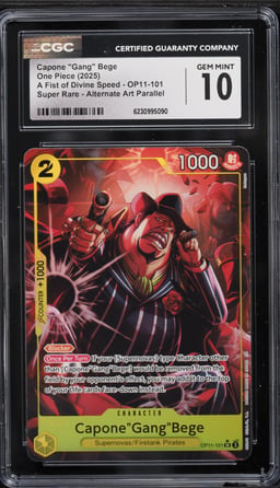 2025 One Piece A Fist Of Divine Speed SR Alt Art Capone "Gang" Bege #OP11-101 CGC 10 GEM MINT