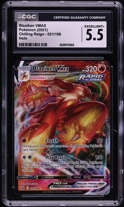 2021 Pokemon Sword & Shield Chilling Reign Holo Blaziken VMAX #21 CGC 5.5 EX+