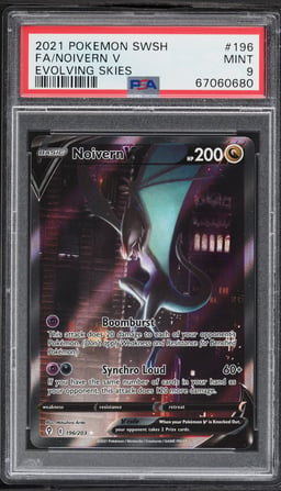 2021 Pokemon Sword & Shield Evolving Skies Full Art Noivern V #196 PSA 9 MINT