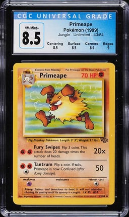 1999 Pokemon Jungle Primeape #43 CGC 8.5 NM-MT+