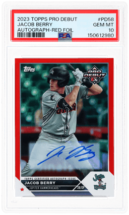 2023 Topps Pro Debut Autograph Red Foil Jacob Berry #PD-58 8/10 PSA 10