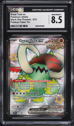 2024 Pokemon Scarlet & Violet Promo Paldean Fates Tin Shiny Great Tusk EX #72 CGC 8.5 NM-MT+