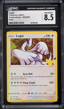 2021 Pokemon Sword & Shield Celebrations Holo Lugia #22 CGC 8.5 NM-MT+
