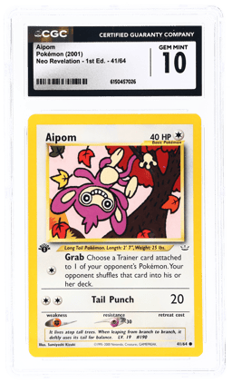 2001 Pokemon Neo Revelation 1st Edition Aipom #41 CGC 10