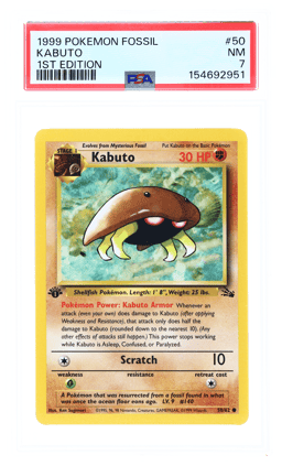 1999 Pokemon Fossil 1st Edition Kabuto #50 PSA 7
