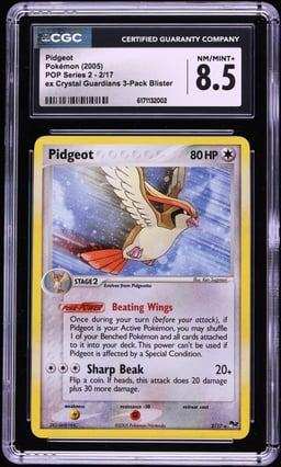 2005 Pokemon POP Series 2 Ex Crystal Guardians 3-Pack Blister Pidgeot #2 CGC 8.5 NM-MT+